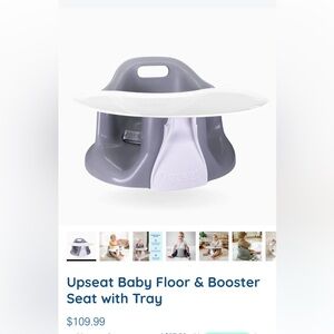 Upseat baby floor and booster seat with removable tray and straps